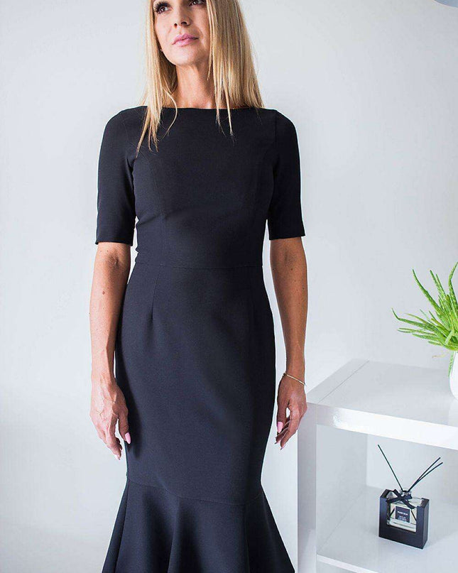 Chic Zippered Frill Sleeve Cocktail Dress