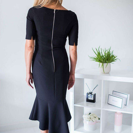 Chic Zippered Frill Sleeve Cocktail Dress