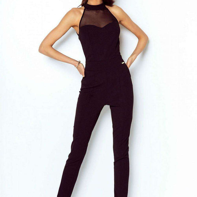Elegant Black Jumpsuit With Romantic Heart Neckline