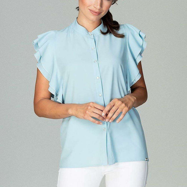 Chic Frill-Trim Blouse for Professional Women