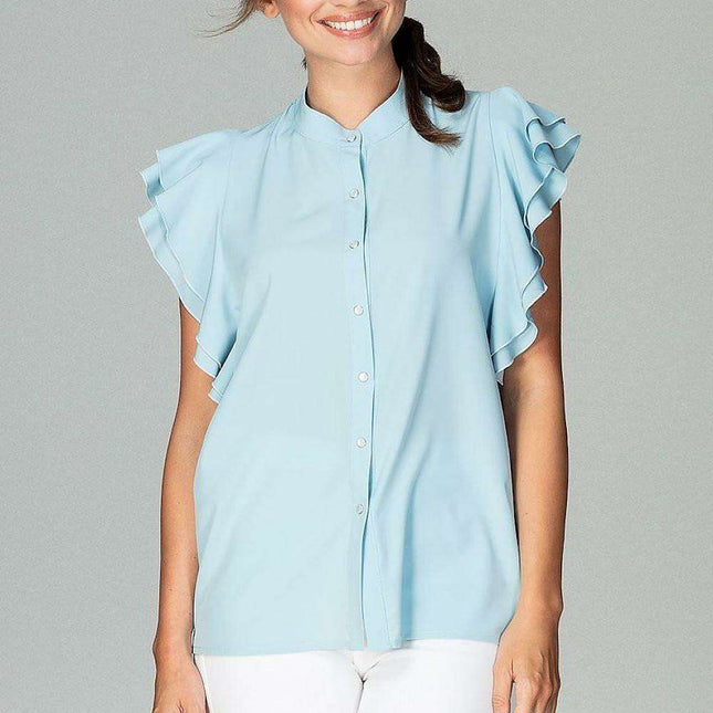 Chic Frill-Trim Blouse for Professional Women