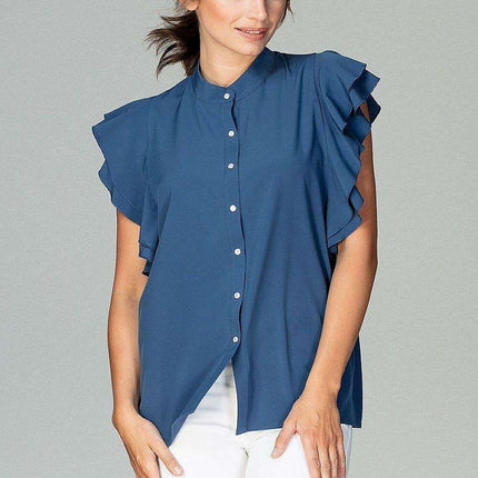 Chic Frill-Trim Blouse for Professional Women