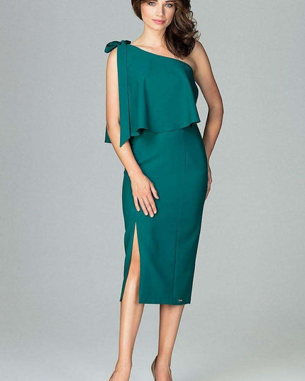 Elegant Asymmetrical Cocktail Dress with Sensational Thigh Slit