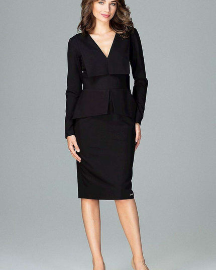 Elegant Geometric Midi Dress with Long Sleeves