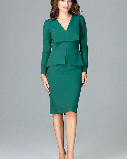 Elegant Geometric Midi Dress with Long Sleeves