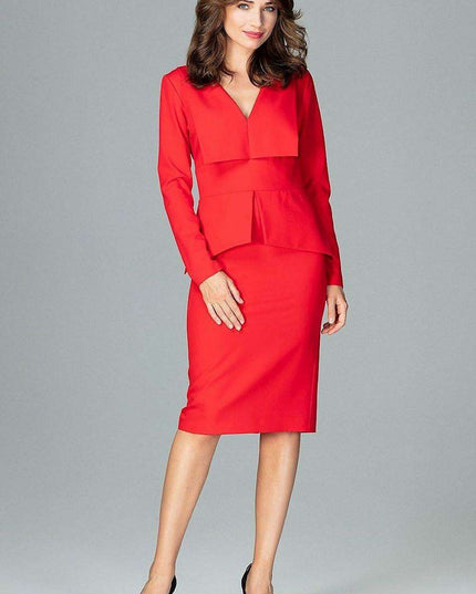 Elegant Geometric Midi Dress with Long Sleeves