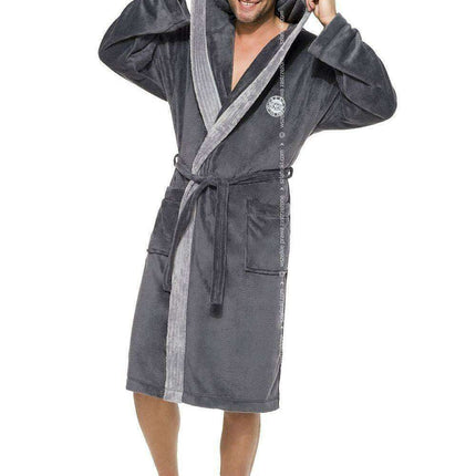Chic Contrast Trimmed Hooded Bathrobe for Luxurious Comfort