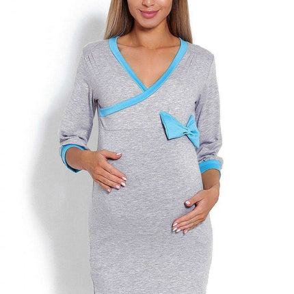 Elegant Nursing Access Maternity Sleep Dress with Peekaboo Bow