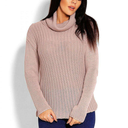 Trendy Turtleneck Peekaboo Knit Sweater