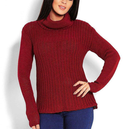 Trendy Turtleneck Peekaboo Knit Sweater