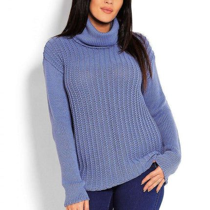 Trendy Turtleneck Peekaboo Knit Sweater