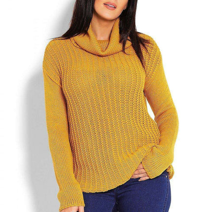 Trendy Turtleneck Peekaboo Knit Sweater