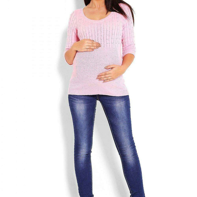 Elegant Maternity Knit Pullover with Peekaboo Design