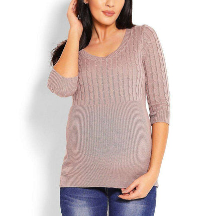 Elegant Maternity Knit Pullover with Peekaboo Design
