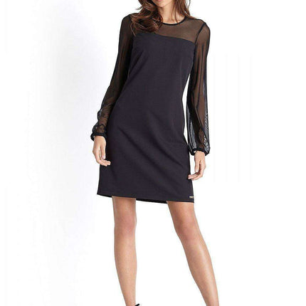 Chic Polka Dot Long Sleeve Mesh Dress IVON Collection