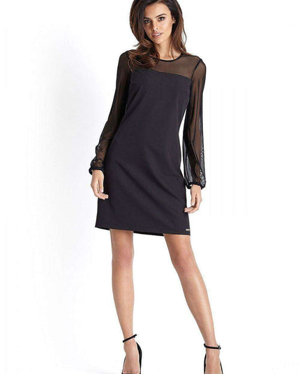 Chic Polka Dot Long Sleeve Mesh Dress IVON Collection