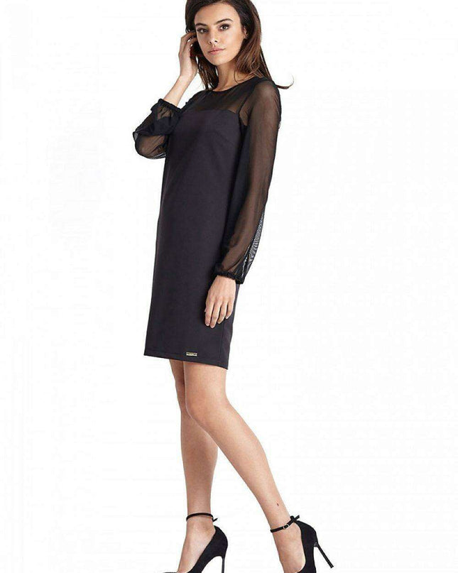 Chic Polka Dot Long Sleeve Mesh Dress IVON Collection