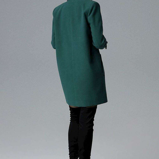 Chic Double-Breasted Stand-Up Collar Coat with Stylish Snap Details
