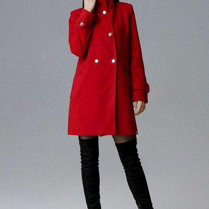 Chic Double-Breasted Stand-Up Collar Coat with Stylish Snap Details