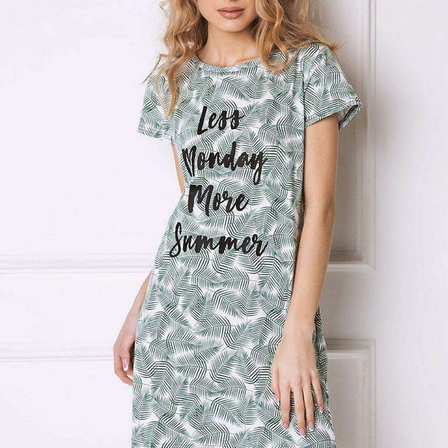 Summer Vibes Palm Leaf Nightshirt - Cozy Tropical Design
