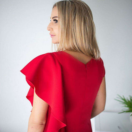 Radiant Frill-Embellished Evening Dress