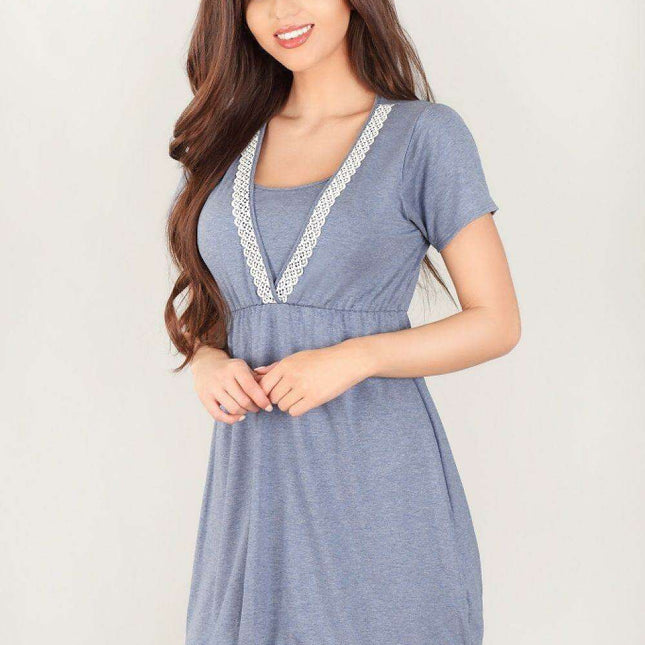 Lupo Line Stylish Maternity Nightshirt with Easy Nursing Access
