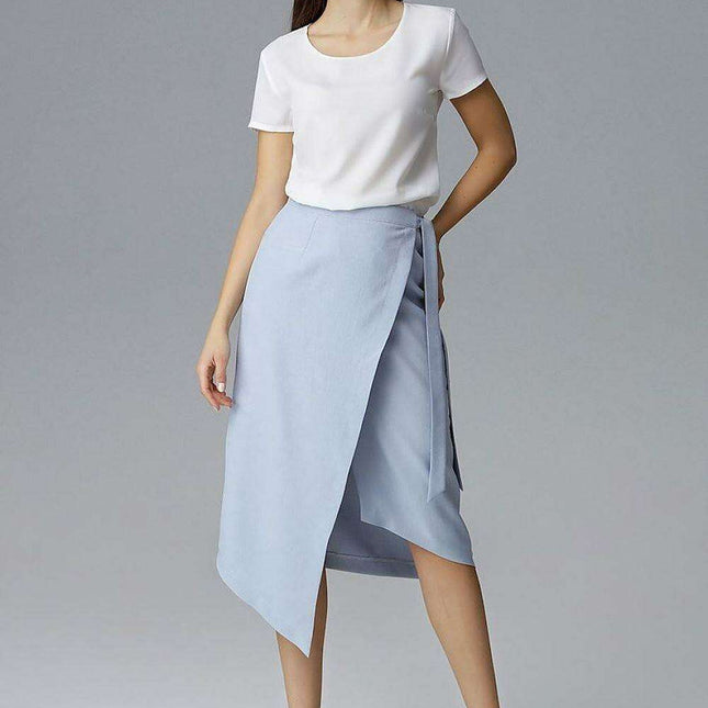 Asymmetrical Tie-Waist Skirt – Modern Draped Design in Soft Polyester