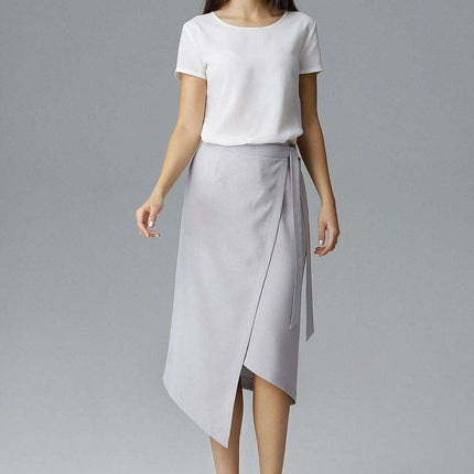 Asymmetrical Tie-Waist Skirt – Modern Draped Design in Soft Polyester