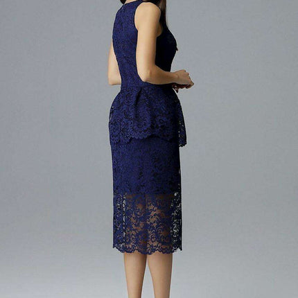 Lace-Embellished Basque Fit Formal Dress