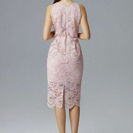 Lace-Embellished Basque Fit Formal Dress