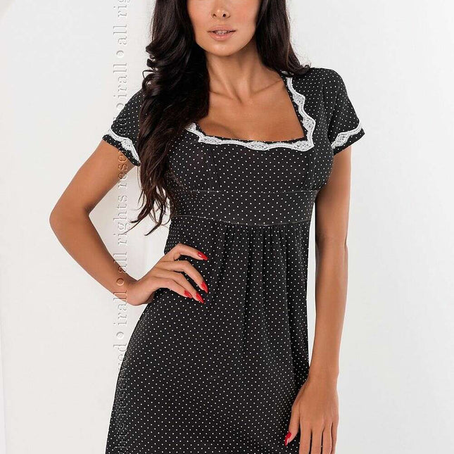 Black nightie with small white dots Nightshirt