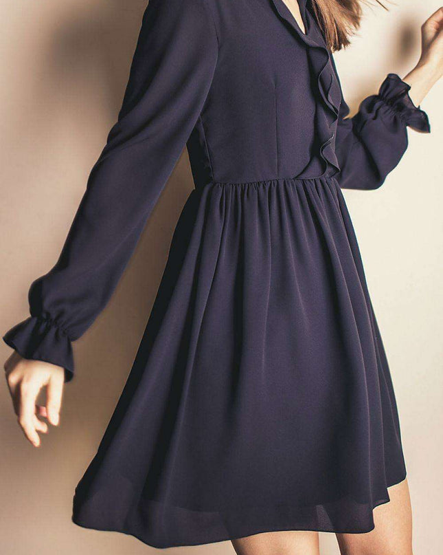 Elegant Jabot-Accented Cocktail Dress by Jersa