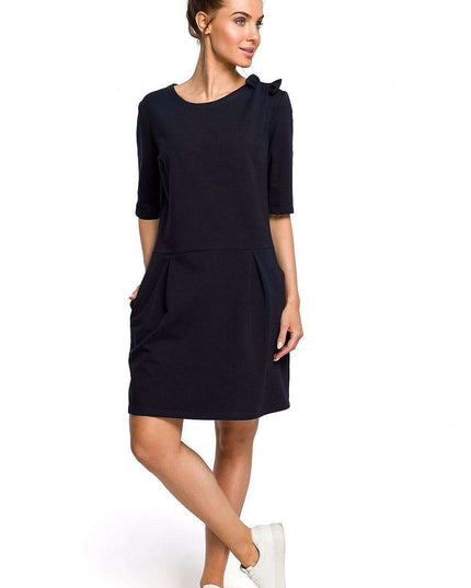 Elegant Bow-Detail Knitted Mini Dress