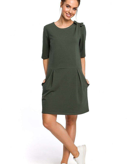 Elegant Bow-Detail Knitted Mini Dress