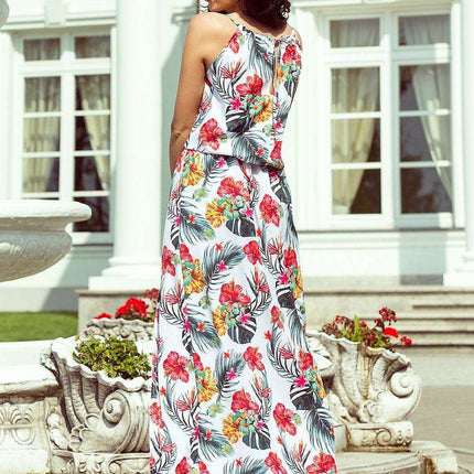 Ethereal Floral and Bird Print Maxi Dress by Numoco