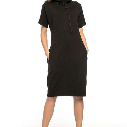 Chic Knit Turtleneck Dress with Functional Pockets