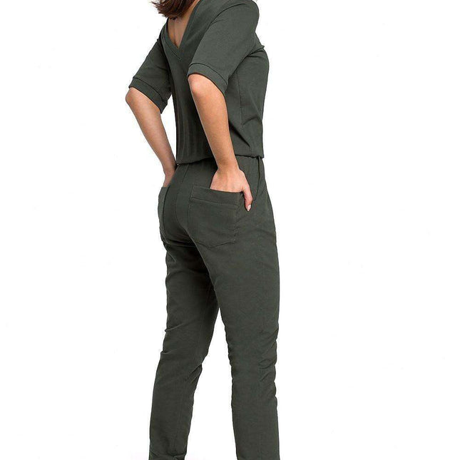 Stylish V-Neck Knit Jumpsuit for Ultimate Comfort