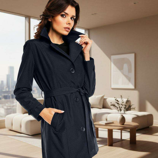 Sophisticated Autumn Trench Coat - Elegant Women's Outerwear