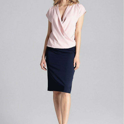 Elegant Envelope Neck Blouse with Trendy Dropped Sleeves