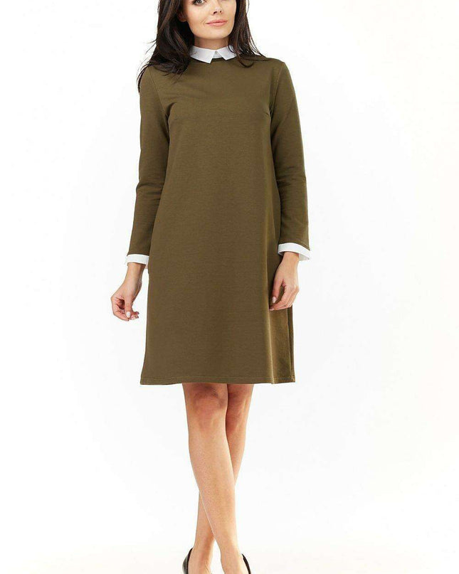 Chic Cotton Blend Daydress with Refined Accents