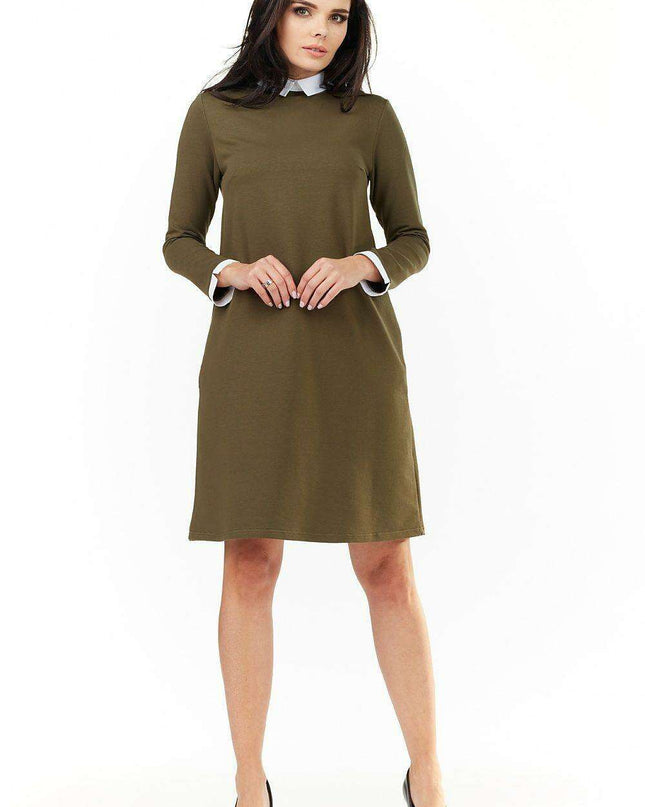 Chic Cotton Blend Daydress with Refined Accents