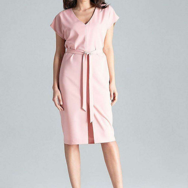 Elegant Kimono Sleeve Midi Dress with Belt for Timeless Style