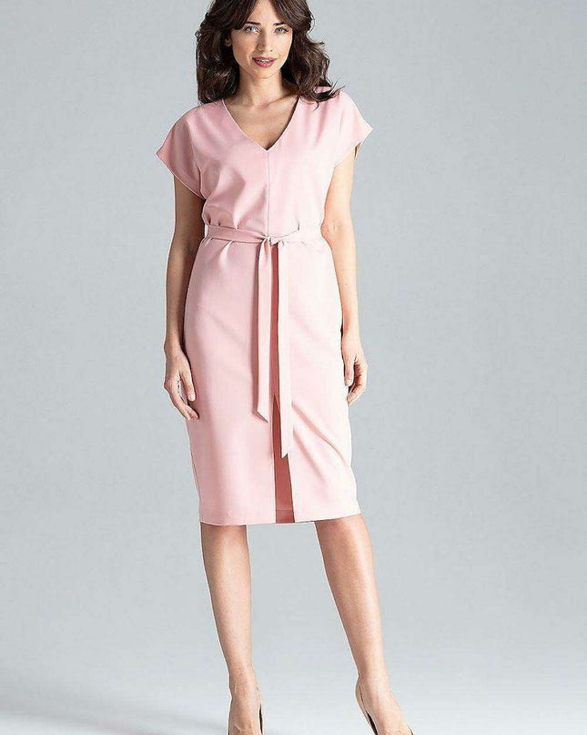 Elegant Kimono Sleeve Midi Dress with Belt for Timeless Style