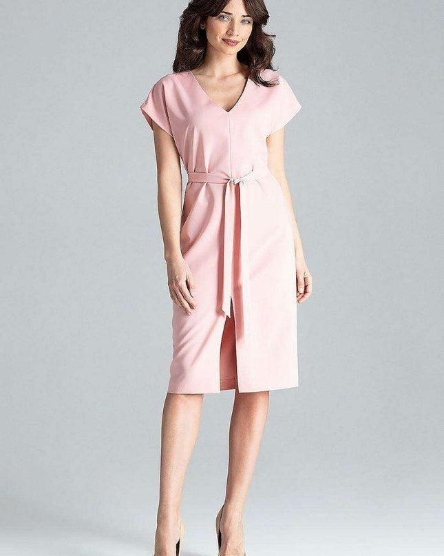 Elegant Kimono Sleeve Midi Dress with Belt for Timeless Style