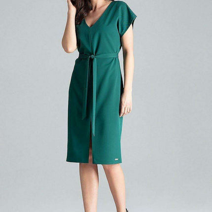 Elegant Kimono Sleeve Midi Dress with Belt for Timeless Style