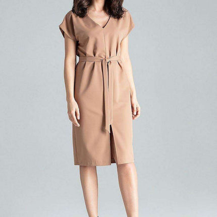 Elegant Kimono Sleeve Midi Dress with Belt for Timeless Style