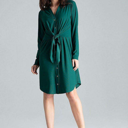 Elegant Tie-Waist Shirt Dress