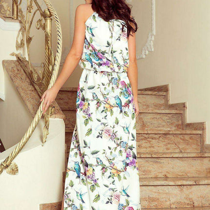 Ethereal Floral and Bird Print Maxi Dress by Numoco