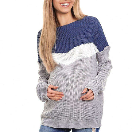 Stylish Boat Neck Knit Sweater for Expecting Mothers