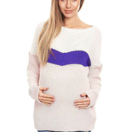 Stylish Boat Neck Knit Sweater for Expecting Mothers